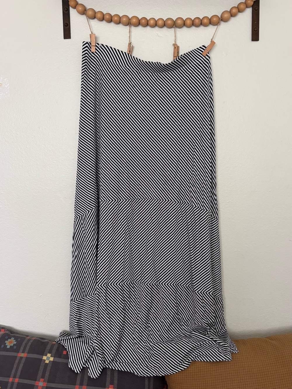 Black & White Striped Women's Maxi Skirt